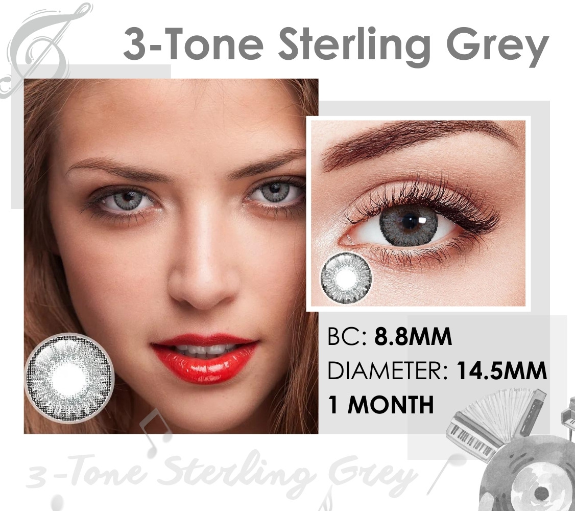 [US Warehouse] 3-Tone Sterling Grey Prescription Monthly Contact Lenses