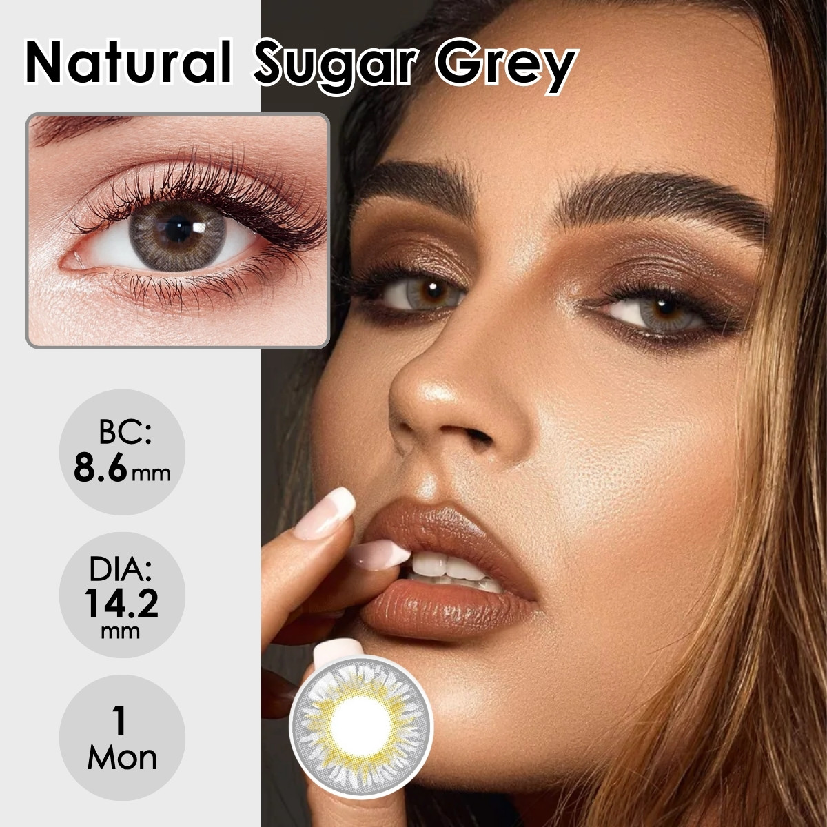 [US Warehouse] Natural Sugar Grey Prescription Monthly Contact Lenses